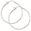 14K White Gold 1.5mm High Polished Classic Hinged Hoop Earrings  (1.3' or 33mm Diameter)