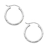 14K White Gold 1.5mm High Polished Classic Hinged Hoop Earrings  (0.6' or 15mm Diameter)