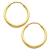 14K Yellow Gold 1.5mm High Polished Endless Hoop Earrings  (0.6' or 15mm Diameter)