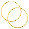 14K Yellow Gold 2mm High Polished Extra Large Endless Hoop Earrings  (2.6' or 65mm Diameter)
