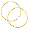 14K Yellow Gold 2mm High Polished Large Endless Hoop Earrings  (2.2' or 55mm Diameter)