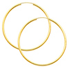 14K Yellow Gold 2mm High Polished Large Endless Hoop Earrings  (1.8' or 45mm Diameter)