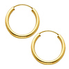14K Yellow Gold 2mm High Polished Endless Hoop Earrings  (0.7' or 18mm Diameter)