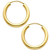 14K Yellow Gold 2mm High Polished Endless Hoop Earrings  (0.6' or 15mm Diameter)