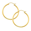 14K Yellow Gold 2mm Classic High Polished Hinged Hoop Earrings  (1.8' or 45mm Diameter)