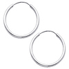 14K White Gold 1.5mm High Polished Endless Hoop Earrings  (0.7' or 17mm Diameter)