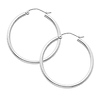 14K White Gold 2mm Classic High Polished Hinged Hoop Earrings  (1.8' or 45mm Diameter)