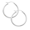 14K White Gold 2mm Classic High Polished Hinged Hoop Earrings  (1' or 25mm Diameter)