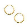 14K Yellow Gold 1.5mm Diamond Cut Satin/High Polished Elegant Endless Hoop Earrings  (0.6' or 15mm Diameter)