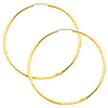 14K Yellow Gold 2mm Diamond Cut Satin/High Polished Elegant Endless Hoop Earrings  (2' or 50mm Diameter)