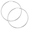 14K White Gold 2mm Diamond Cut Satin/High Polished Elegant Endless Hoop Earrings  (2' or 50mm Diameter)
