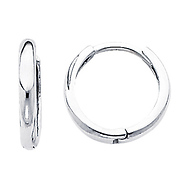 14k White Gold 2mm Small Huggies Earrings for Kids & Teens (0.4' or 10mm)