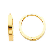 14k Yellow Gold 2mm Small Square Tube Huggies for Kids and Teens (0.4' or 11mm)