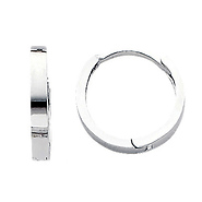 14k White Gold 2mm Small Square Tube Huggies for Kids and Teens (0.4' or 11mm)