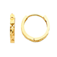 14k Yellow Gold 2mm Small Multifaceted Square Tube Huggies for Babies & Kids (0.4' or 11mm)