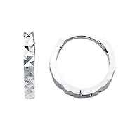 14k White Gold 2mm Small Multifaceted Square Tube Huggies for Babies & Kids (0.4' or 11mm)