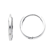 14k White Gold 2mm Small Domed Huggies Earrings for Kids and Teens (0.4' or 11mm)