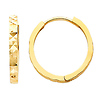 14K Yellow Gold Multifaceted Polished Square Hoop Huggies Earrings  (0.6
