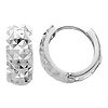 14K White Gold Multifaceted Polished Rounded Hoop Huggies Earrings  (0.3' or 7mm)