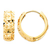 14K Yellow Gold Multifaceted Polished Rounded Hoop Huggies Earrings  (0.6' or 15mm)