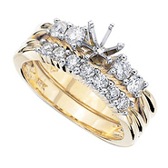 Round Diamond Wedding Set 14k Yellow Gold Setting (0.64ctw)