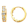 14K Yellow Gold 5 Stone CZ Channel Set Large Polished Hoop Huggies Earrings  (0.6' or 15mm)
