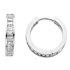14K White Gold Baguette CZ Channel Set Large Polished Hoop Huggies Earrings  (0.6' or 15mm)