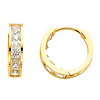 14K Yellow Gold Princess 6 Stone CZ Channel Set Large Polished Hoop Huggies Earrings  (0.6' or 15mm)
