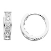 14K White Gold Princess 6 Stone CZ Channel Set Large Polished Hoop Huggies Earrings  (0.6' or 15mm)