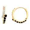 14K Yellow Gold Designer Round Black CZ Polished Hoop Huggies Earrings (0.5' or 13mm)