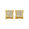 14K Yellow Gold 10mm Domed Square CZ Cubic Zirconia Earrings with Push Back