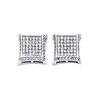 14K White Gold 10mm Domed Square CZ Cubic Zirconia Earrings with Push Back