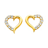 14K Yellow Gold Heart Prong Setting CZ Cubic Zirconia Earrings with Push Back