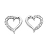 14K White Gold Heart Prong Setting CZ Cubic Zirconia Earrings with Push Back