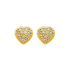 14K Yellow Gold Heart Pave Setting CZ Cubic Zirconia Earrings with Push Back