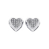 14K White Gold Heart Pave Setting CZ Cubic Zirconia Earrings with Push Back
