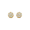 14K Yellow Gold Small Flower Round Prong Setting CZ Cubic Zirconia Earrings with Push Back
