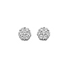 14K White Gold Small Flower Round Prong Setting CZ Cubic Zirconia Earrings with Push Back