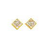 14K Yellow Gold Small Princess Shape Bezel Setting CZ Cubic Zirconia Earrings with Push Back
