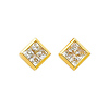 14K Yellow Gold Rhombus Princess Shape Bezel Setting CZ Cubic Zirconia Earrings with Push Back