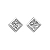 14K White Gold Rhombus Princess Shape Bezel Setting CZ Cubic Zirconia Earrings with Push Back