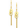 14K Yellow Gold Fancy Circle Dangle Hanging Earrings with Fishhook for Women