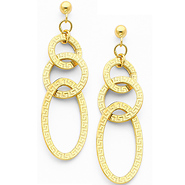 14K Yellow Gold Fancy Dangle Hanging Earrings with Pushback for Women
