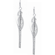 14K White Gold Fancy Dangle Hanging Earrings with Fishhook for Women