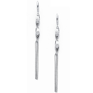 14K White Gold Fancy Dangle Hanging Earrings with Fishhook for Women