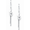 14K White Gold Fancy Circle Dangle Hanging Earrings with Fishhook for Women