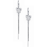 14K White Gold Fancy Butterfly Dangle Hanging Earrings with Fishhook for Women