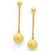 14K Yellow Gold Fancy Ball Dangle Hanging Earringswith Pushback for Women
