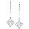 14K White Gold Fancy Dangle Hanging Earrings for Women