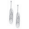 14K White Gold Fancy Twisted Dangle Hanging Earrings with Pushback for Women